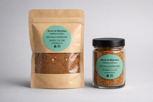Root & Rhythm Jerk Caribbean Rhythm - Authentic Bold Jerk Spice Rub (3.35 oz / 95g)